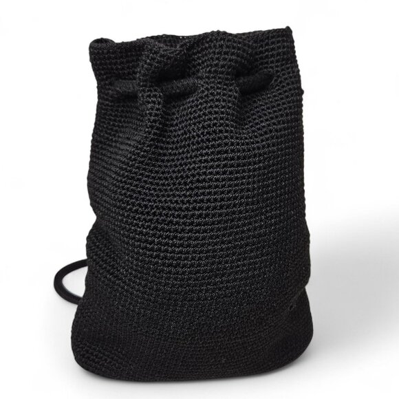 The Sak Black Crochet Small Back Pack Women's Cinch Top Rounded Strap Everyday - Picture 3 of 7